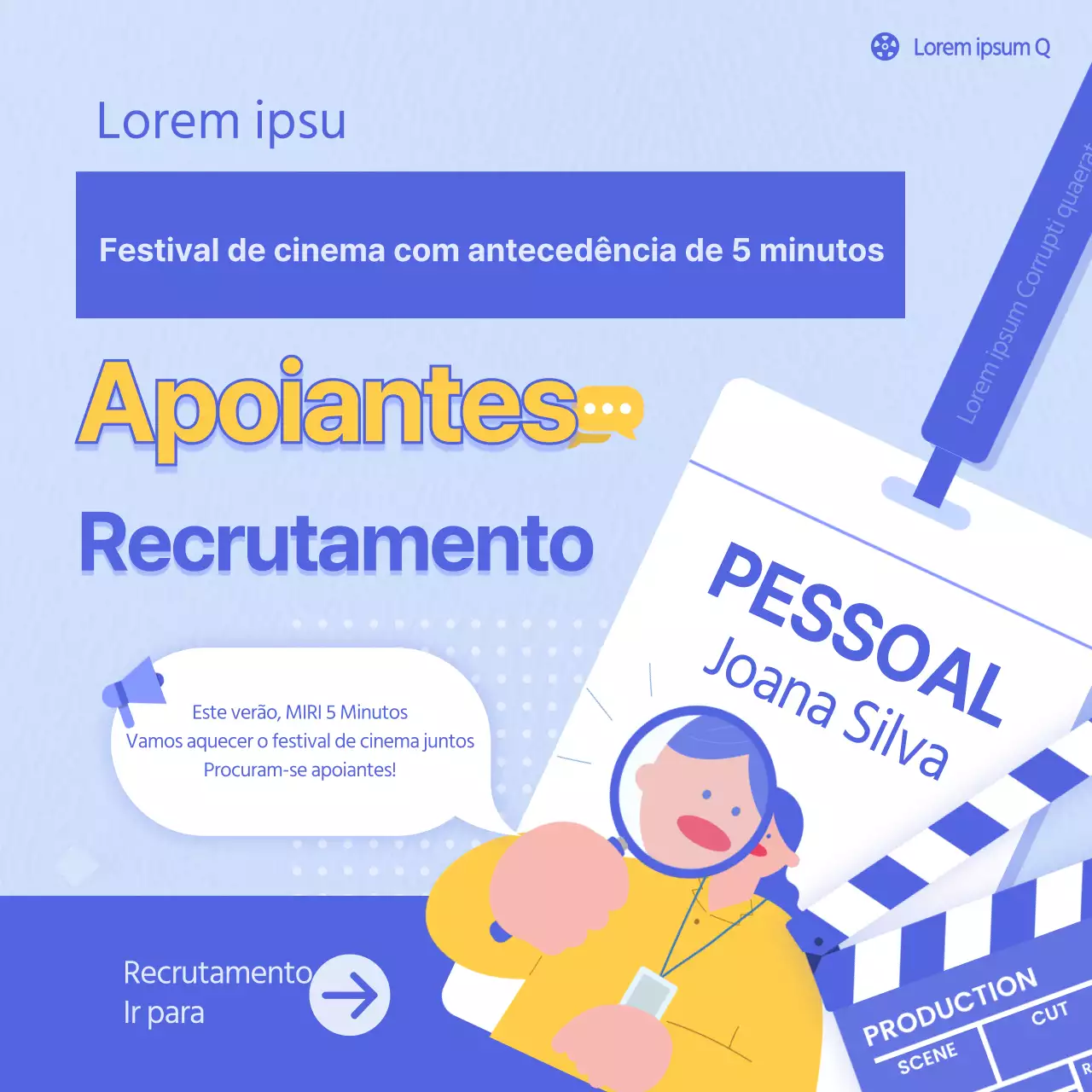 Cartão de Convite dos Apoiantes do Festival de Cinema de Ilustração BlueYellowPointNotícias