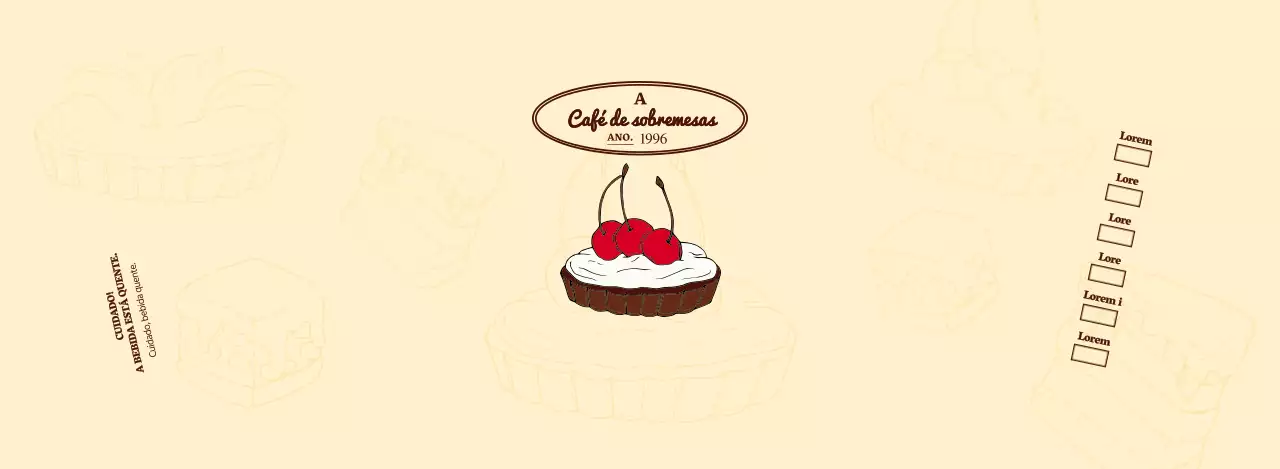 Promover e informar os cafés com um logótipo emotivo em castanho avermelhado e amarelo pálido