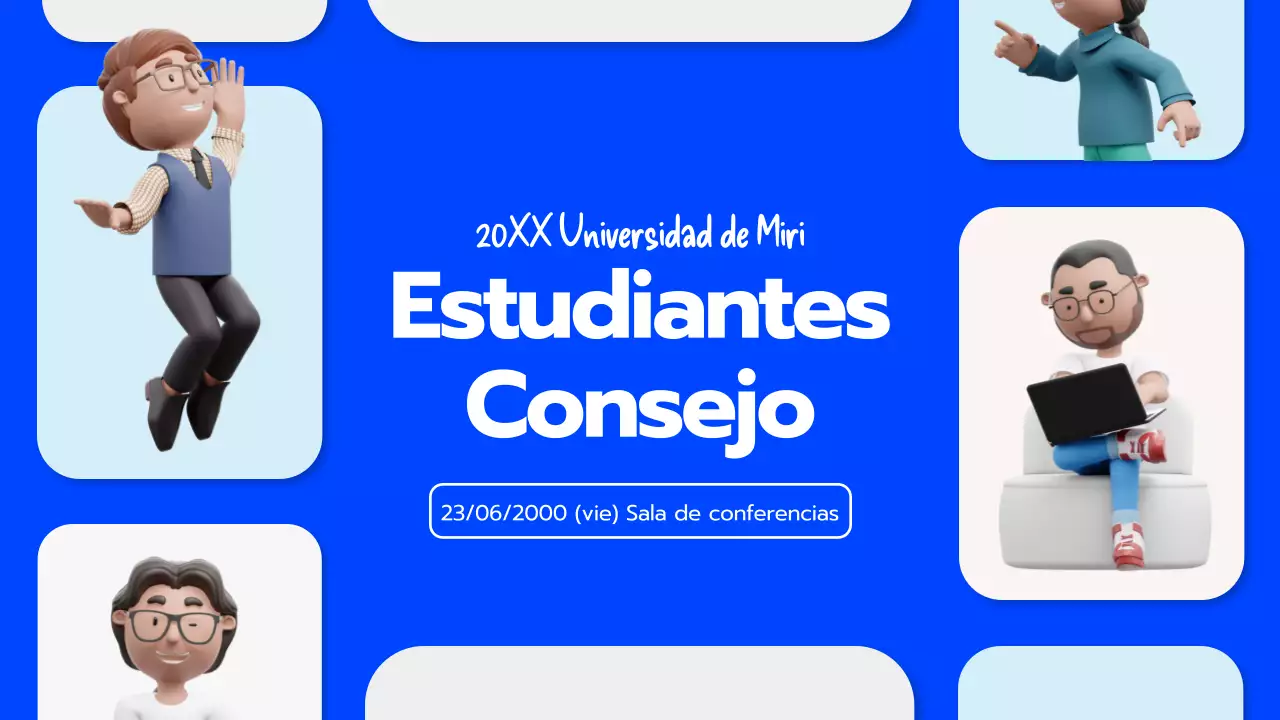 Convocatoria universitaria en azul 3D