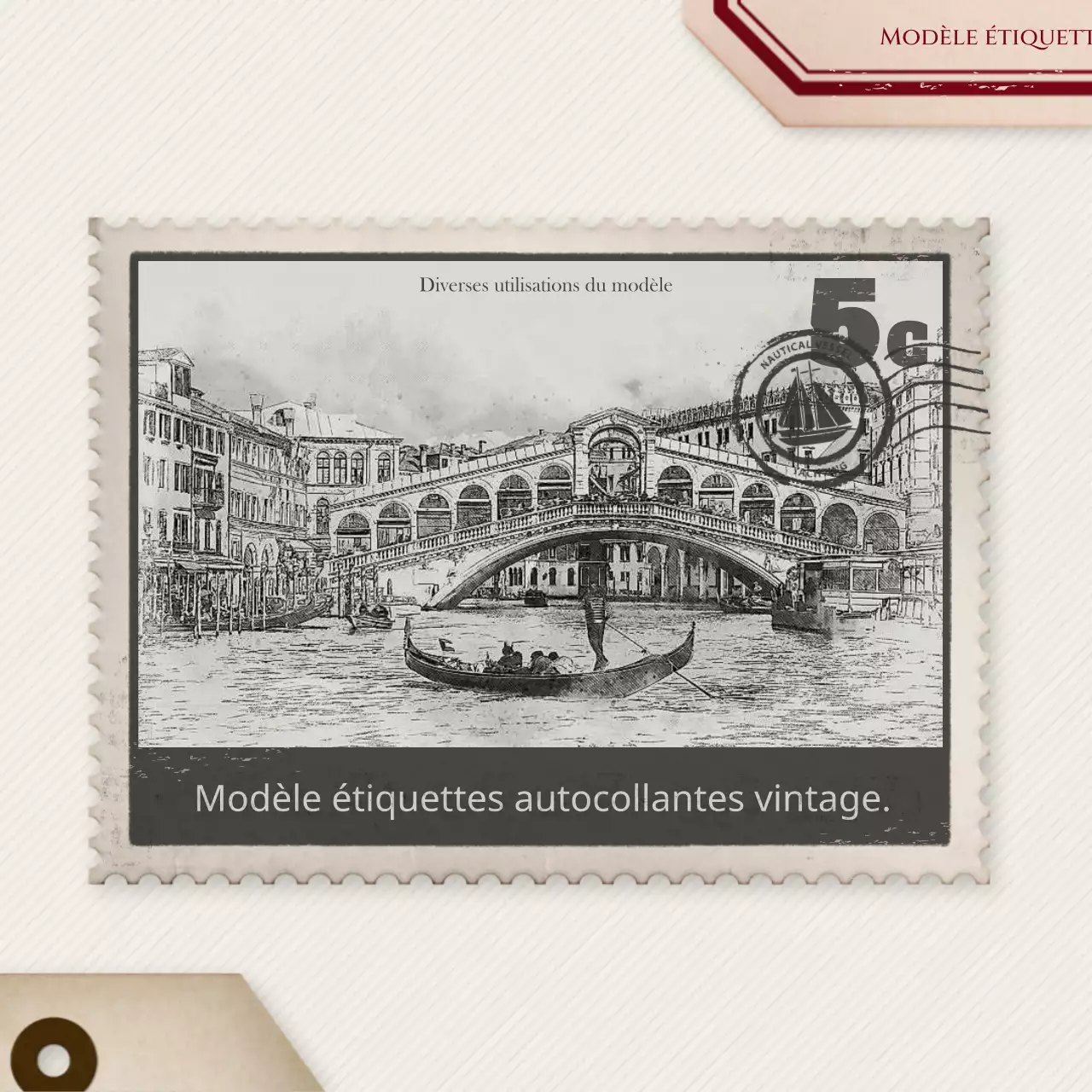 Pack de mise en page avec concept de pack d'autocollants vintage beige