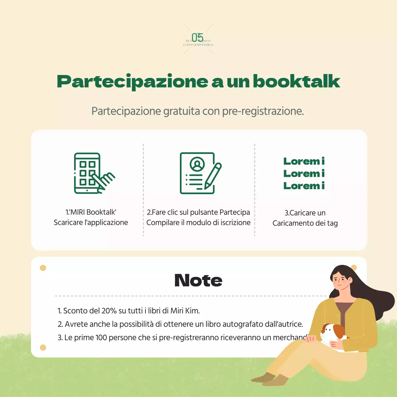 Conferenza sul libro per celebrare il lancio di un concept book illustrato in beige-verde