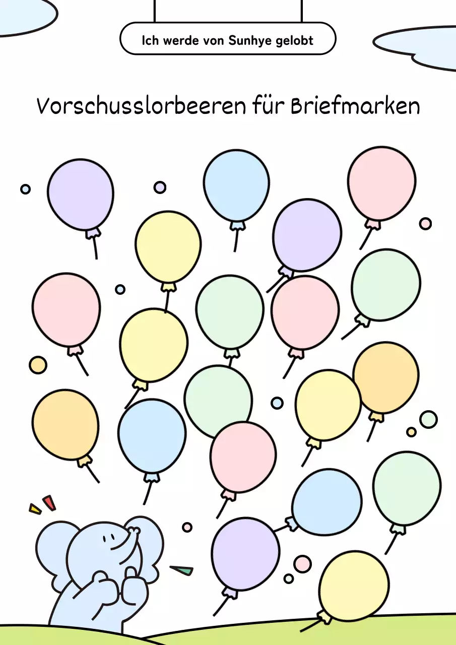 Niedliche, illustrierte Komplimentstempel in Pastelltönen