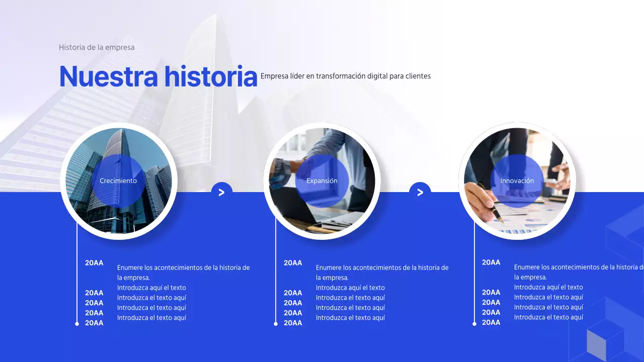 Perfil de empresa de TI en azul (presentación)