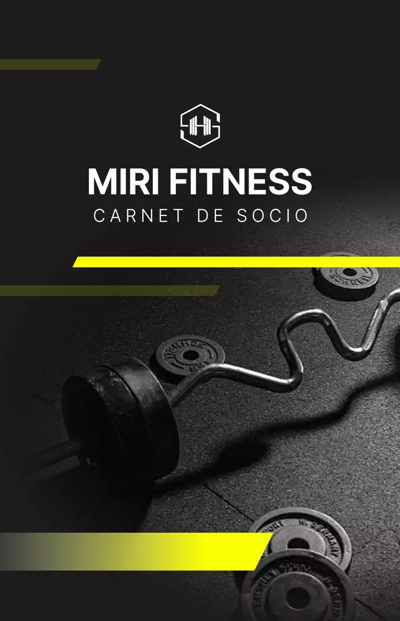 Tarjeta de socio de gimnasio sencilla y nítida en negro y amarillo