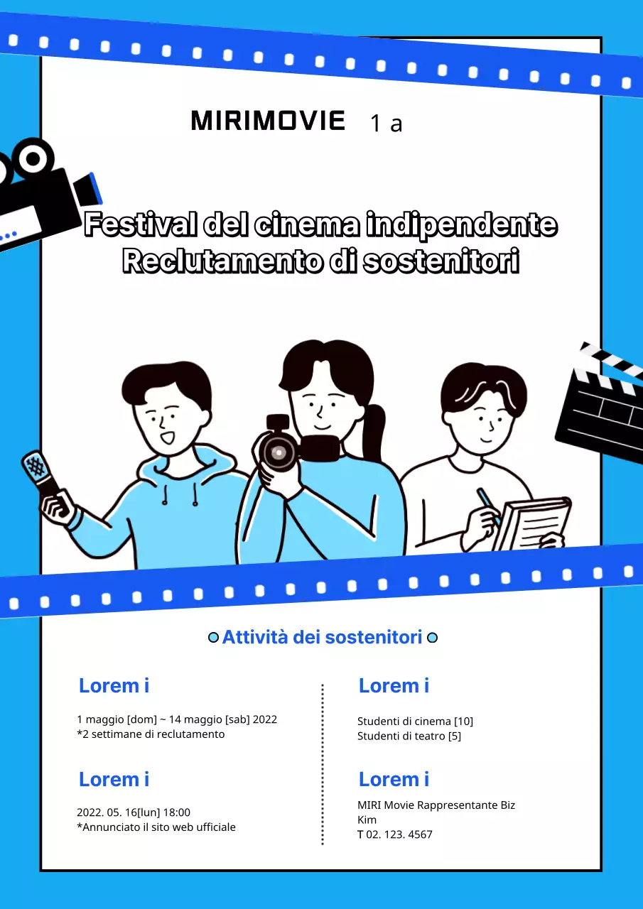Webposter dei sostenitori del Festival del Cinema Indipendente in blu