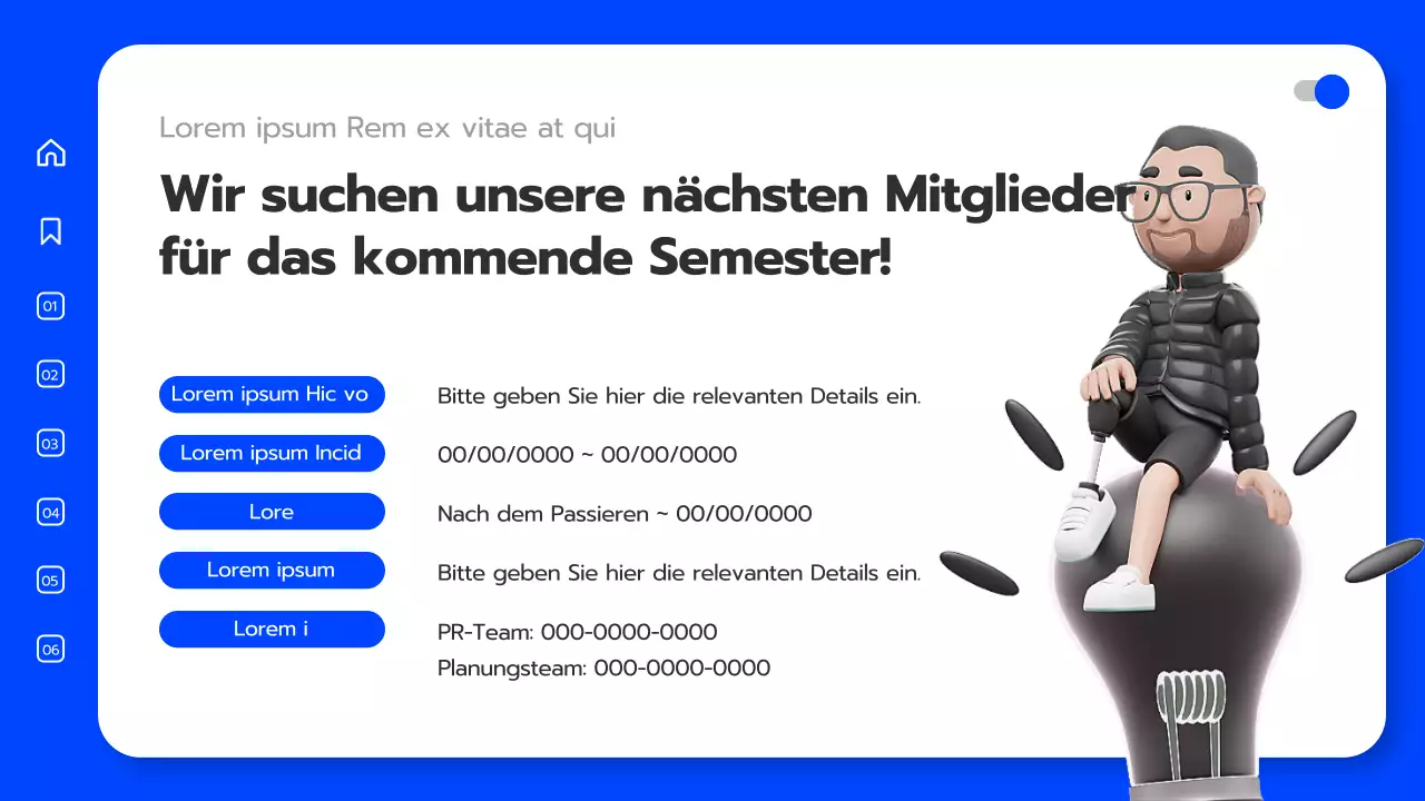 Universitätskonvokation in blauem 3D