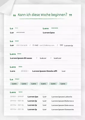 Ein sauberes, weiß und grün liniertes Notizbuch Konzept für die Bewerbung um eine Teilzeitstelle