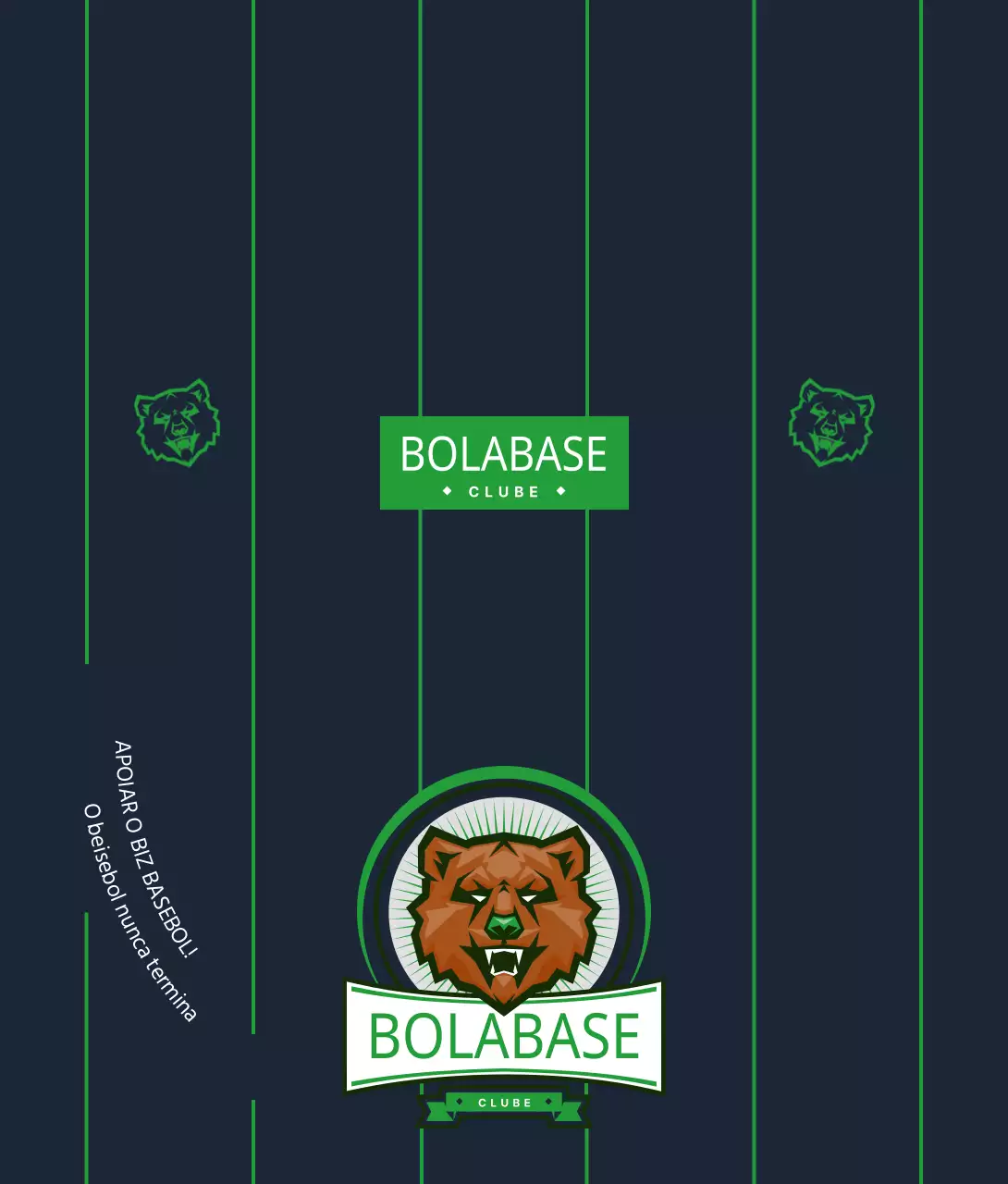 Para torcer por uma equipa de basebol em azul-marinho escuro e verde