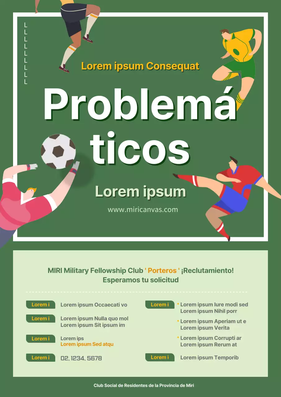 Webposter de contratación para clubes de fútbol en verde