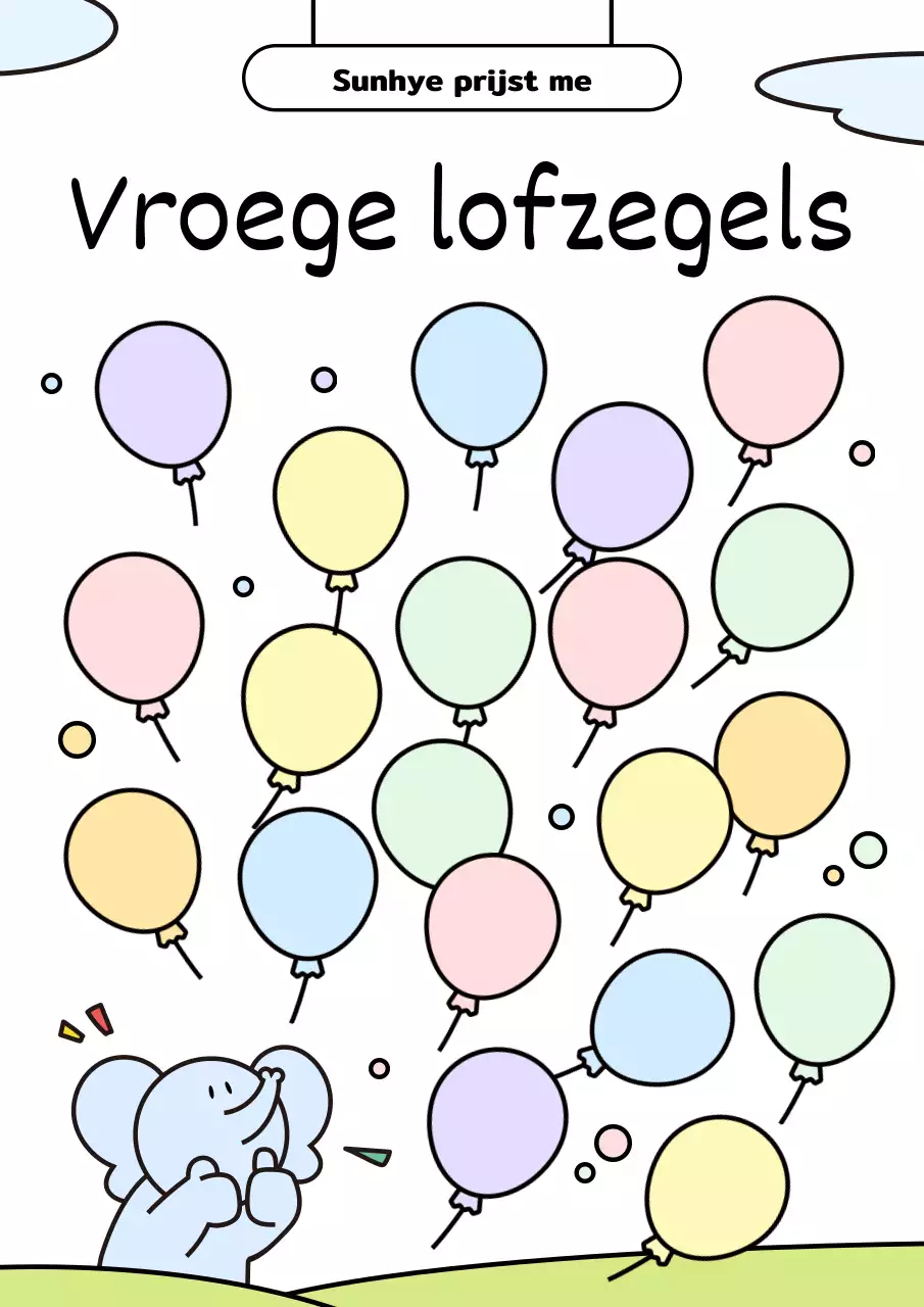 Schattige, geïllustreerde complimentenzegels in pasteltinten