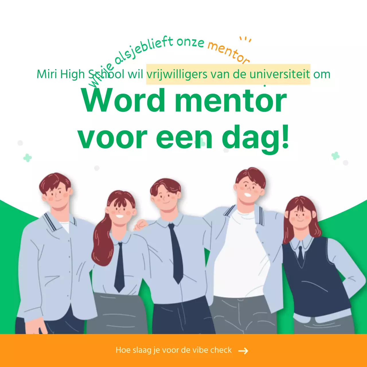 Groen en Oranje Illustratie Concept Rekrutering van universiteitsvrijwilligers
