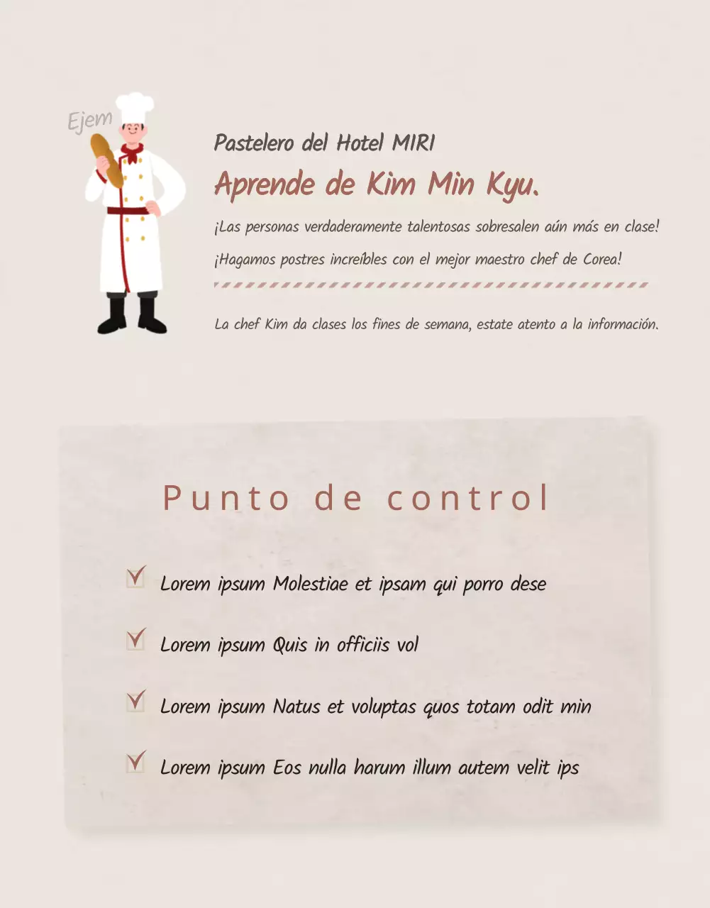 Detalles de la clase de repostería