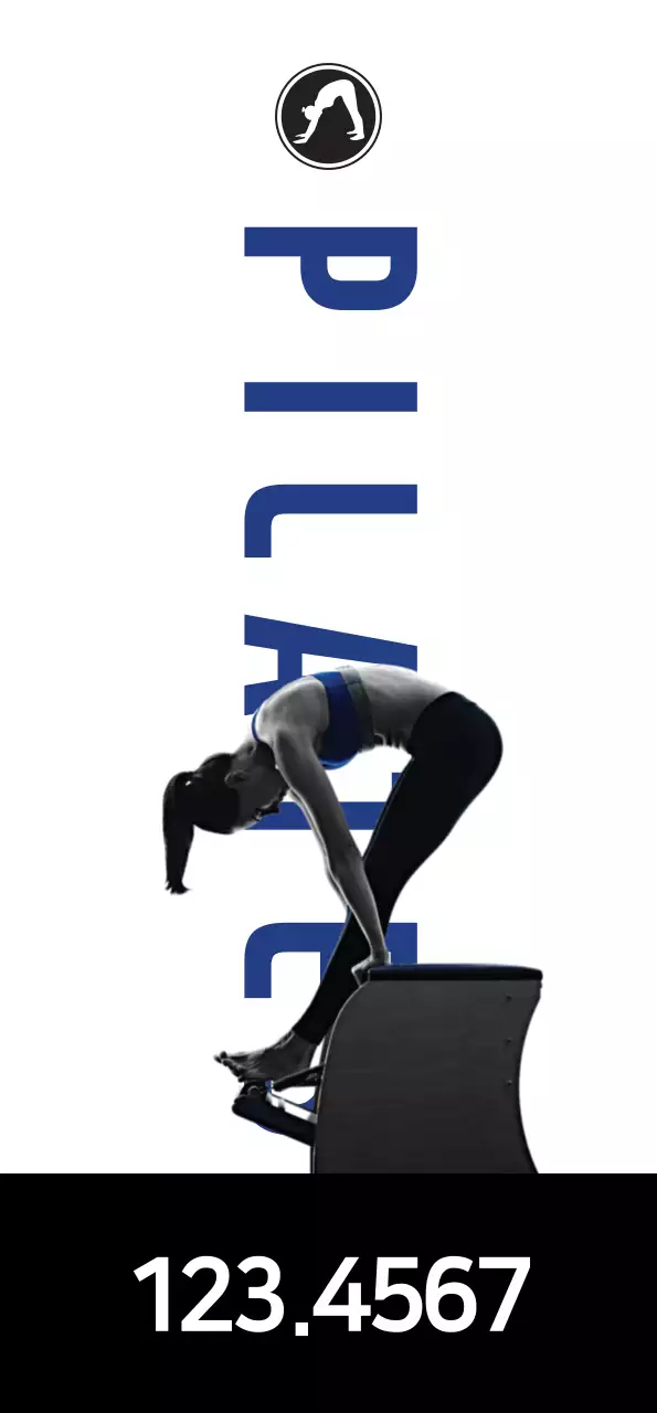 Nero moderno pulito yoga banner con pilates istruttore di esercizio