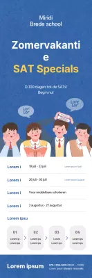 Zomer SAT prep school promotie x-banner met blauwe illustratie