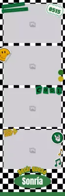 Marco de fotos de cuatro colores inspirado en las pegatinas, en verde y amarillo