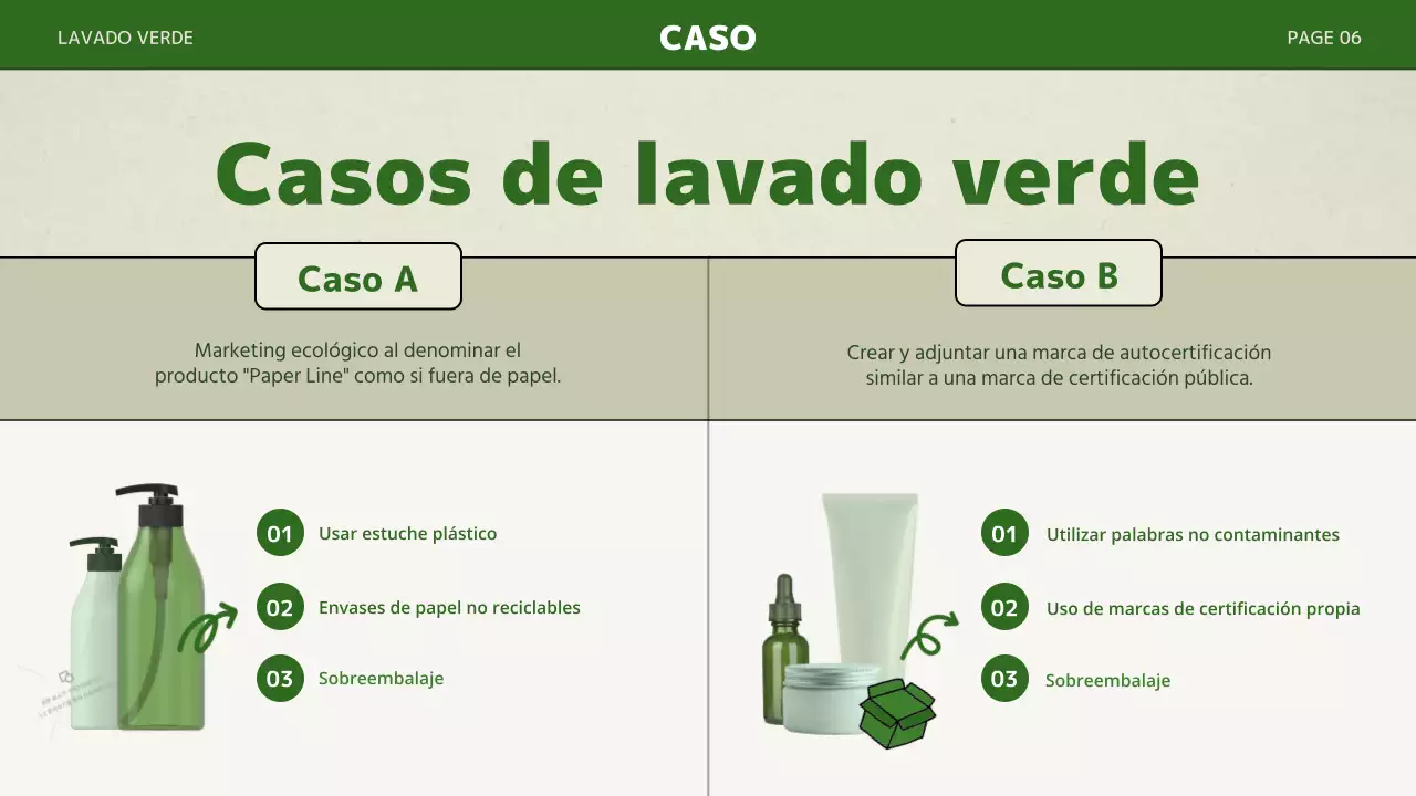 Una presentación sencilla con colores verdes