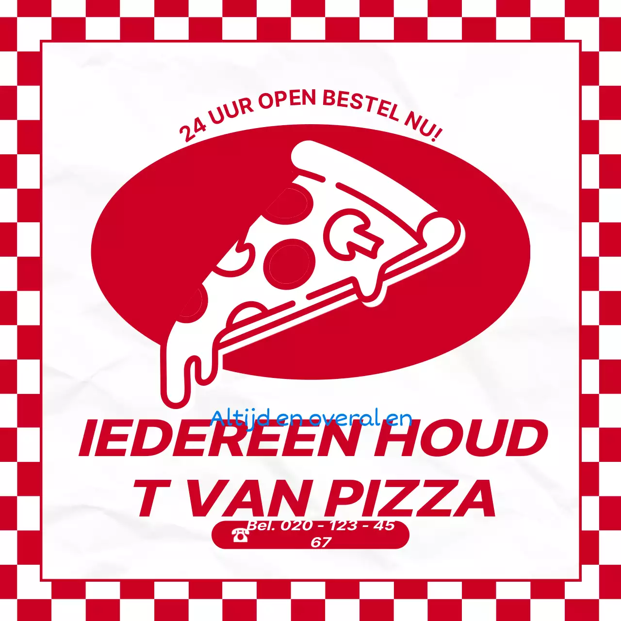 Rood dambord hip concept pizza merk layout bundel pakket