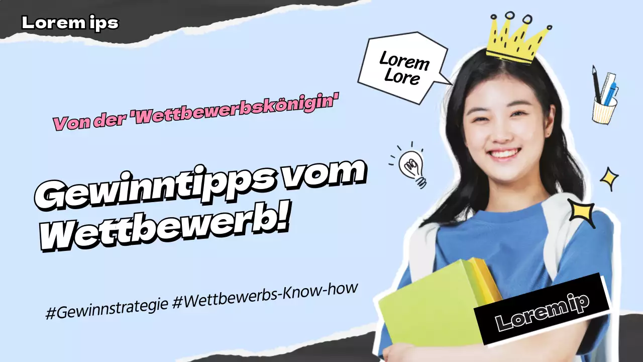 Hellblauer Wettbewerb-Gewinntipp Großes YouTube-Miniaturbild