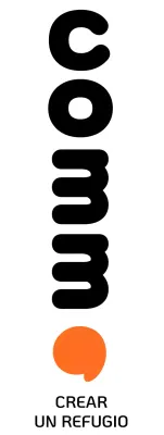 Logotipo de empresa de diseño espacial con acentos en naranja y negro