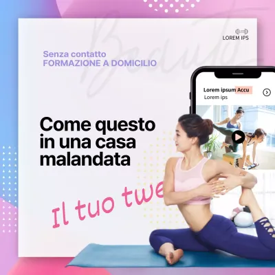 Design blu e rosa per promuovere una piattaforma domestica senza contatto (piazze dei social media)