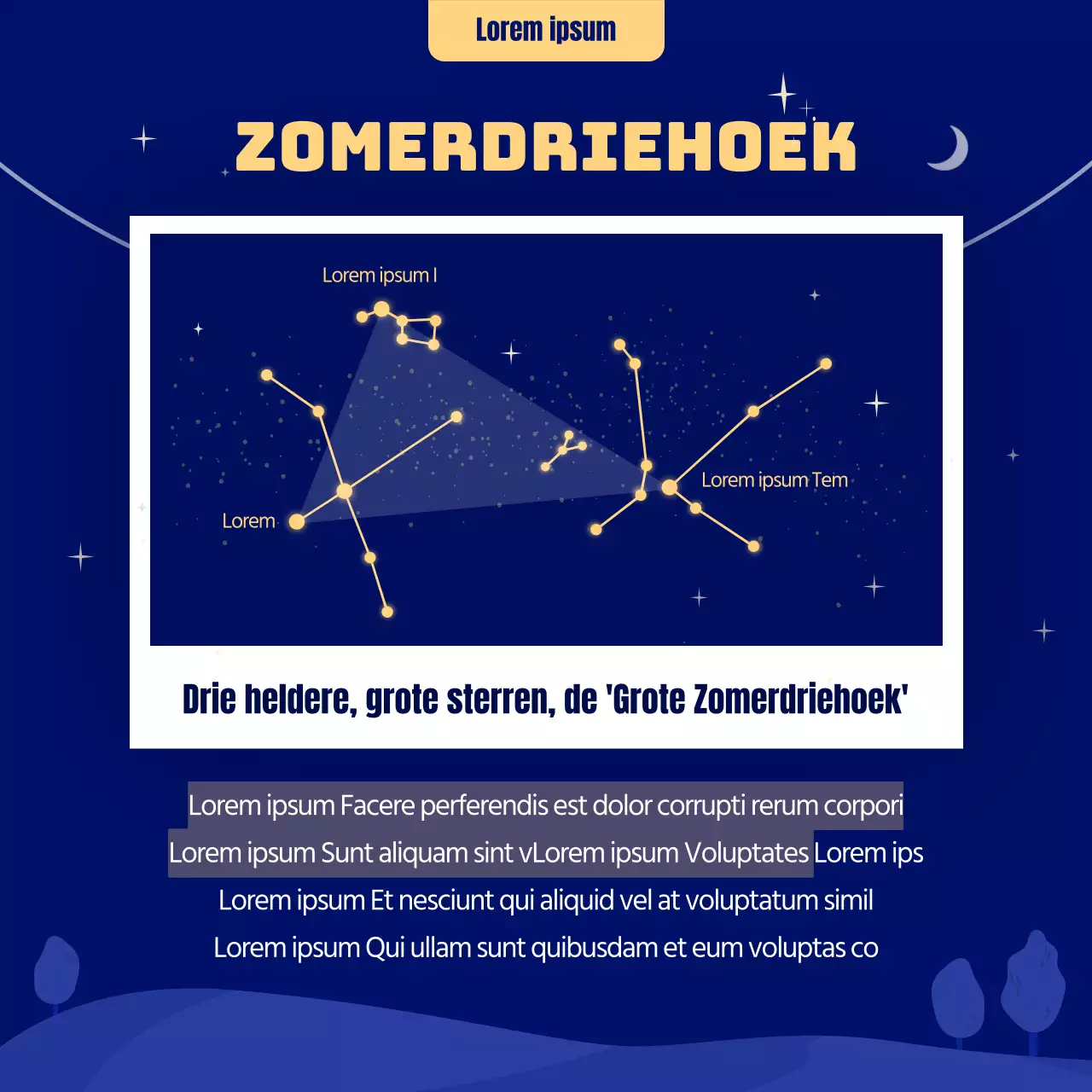 Geïllustreerde zomerhoroscoop in blauw en geel CardNews