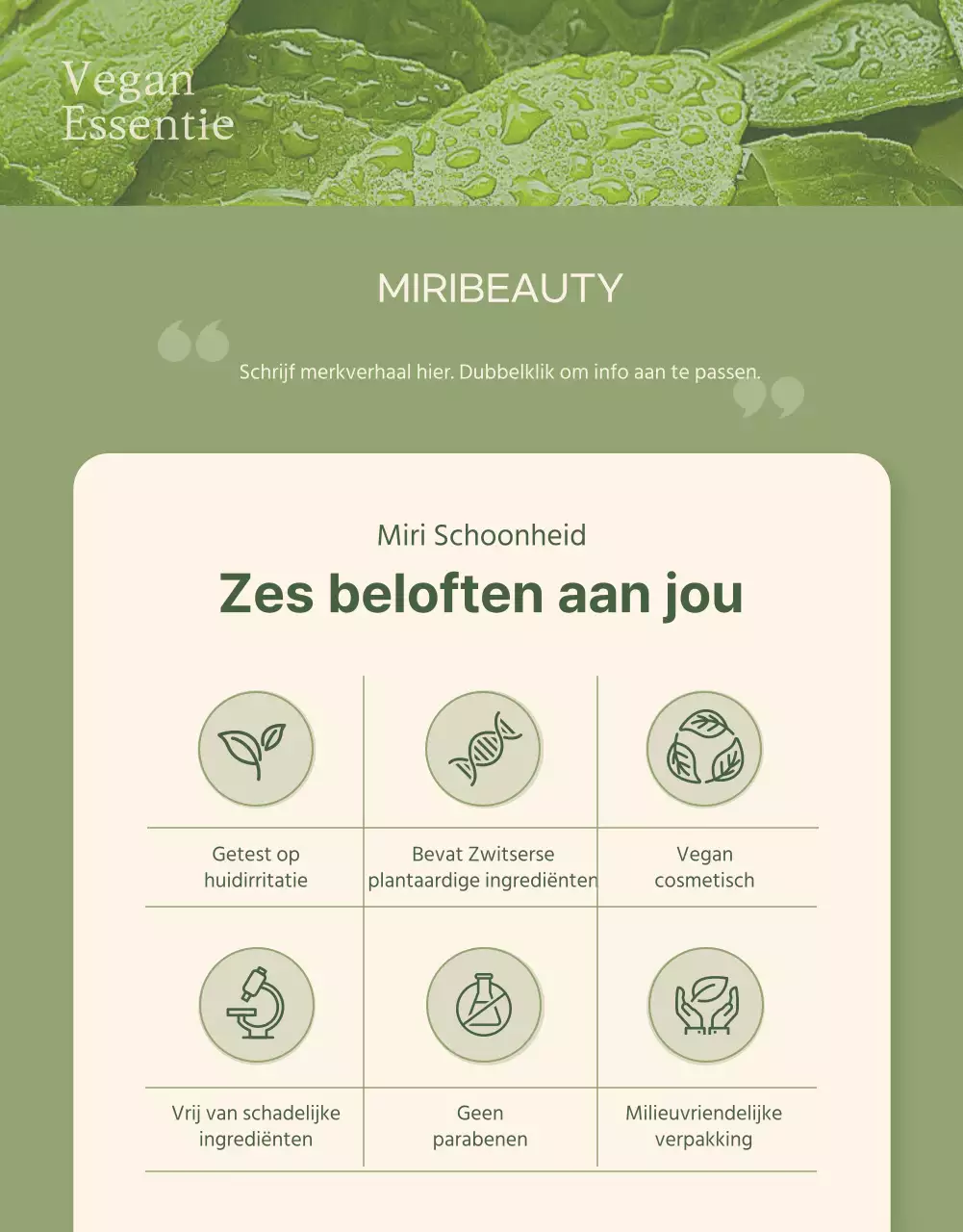 Veganistische cosmetica in ivoorgroen detailpagina