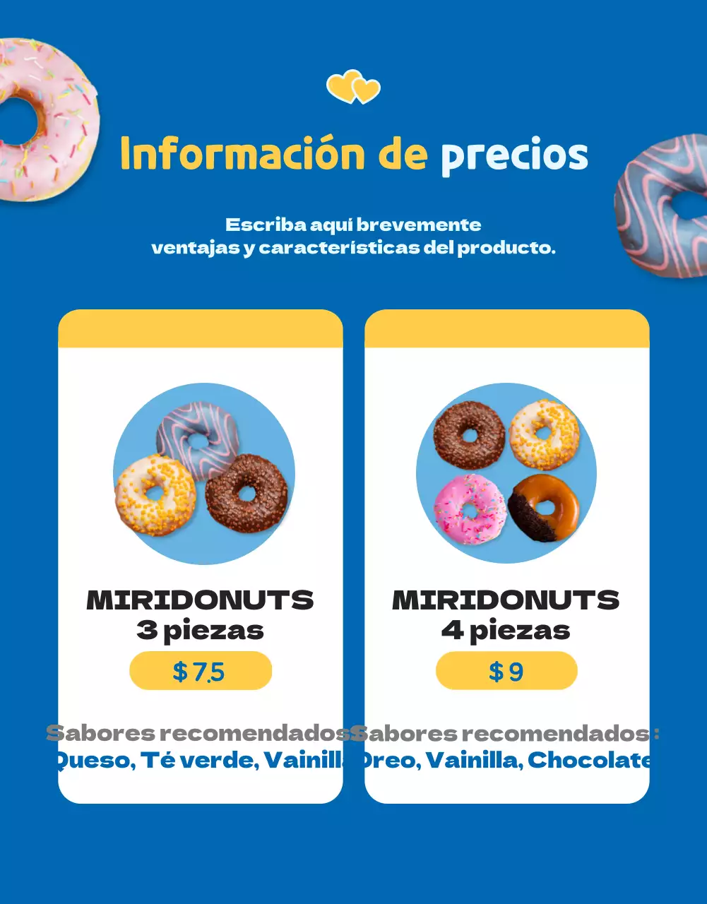 Vender donuts con un bonito concepto azul