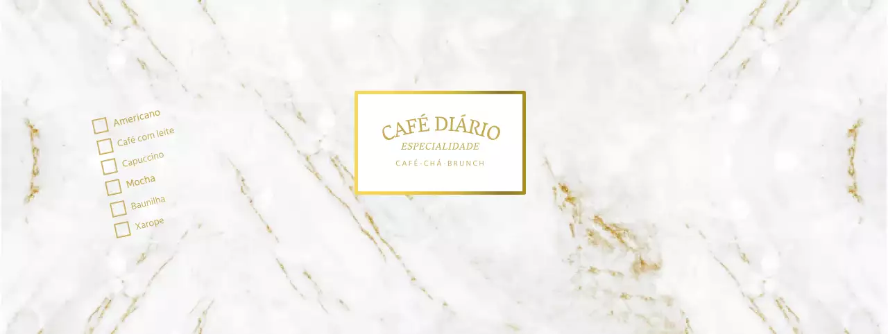Copos de papel com padrão de mármore para exposição de menu de bebidas de café