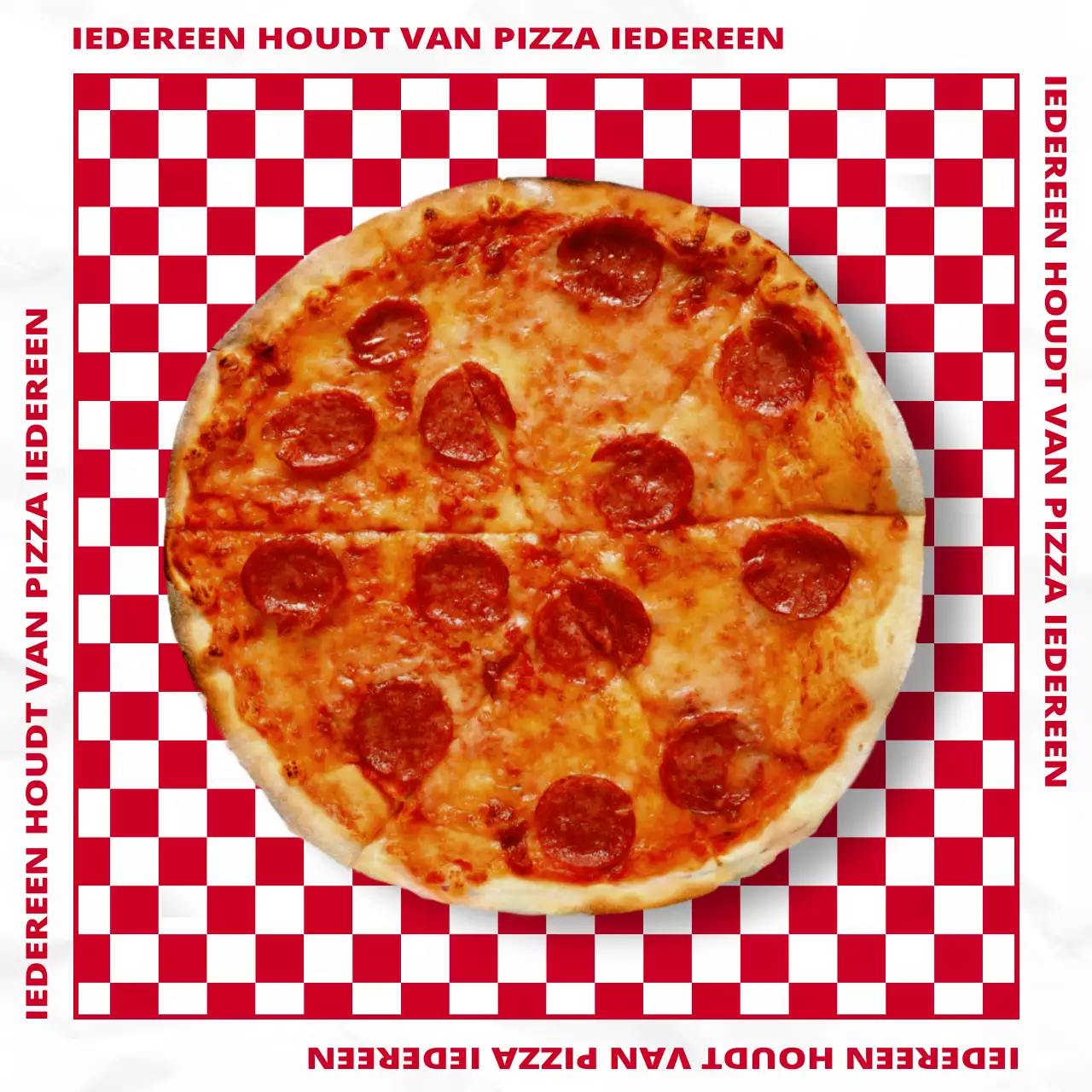 Rood dambord hip concept pizza merk layout bundel pakket