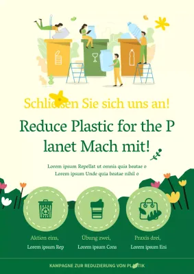 Gelbe und grüne Kampagne zur Reduzierung von Plastik