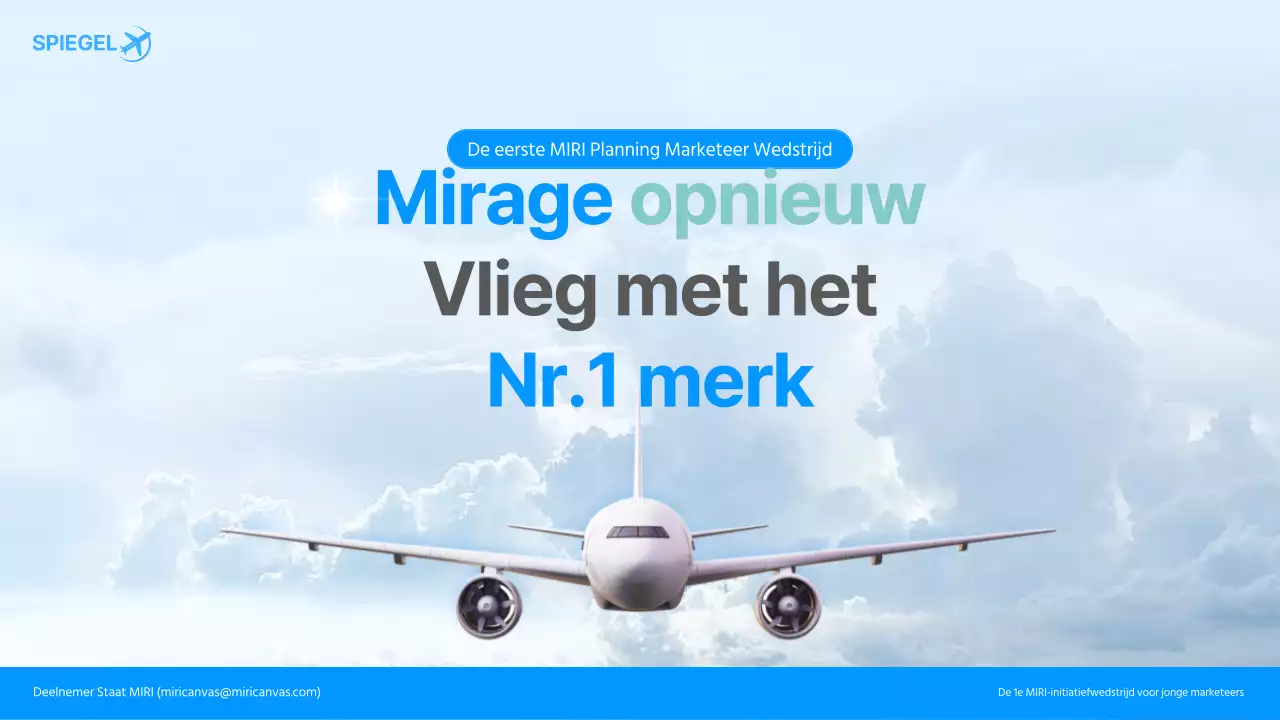 Luchtvaartmaatschappij reclame marketeer wedstrijd pitch in blauw