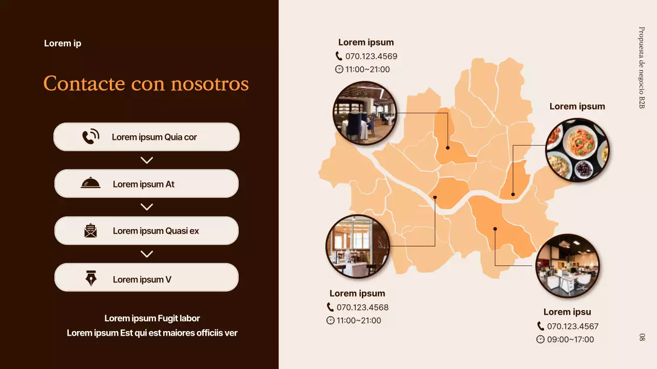 Propuesta B2B para un nuevo producto alimentario en marrón y naranja