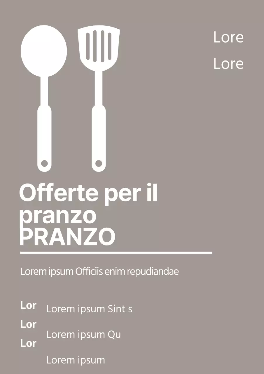 Semplice promozione di sconto per il pranzo del ristorante con illustrazione di utensili da cucina grigi