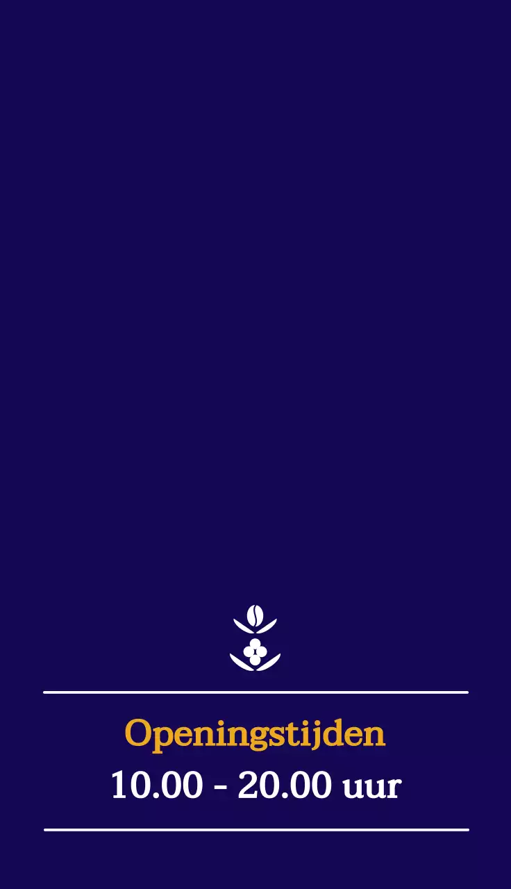 Stijlvol café-ontwerp met een wit en geel boonvormig symboollogo