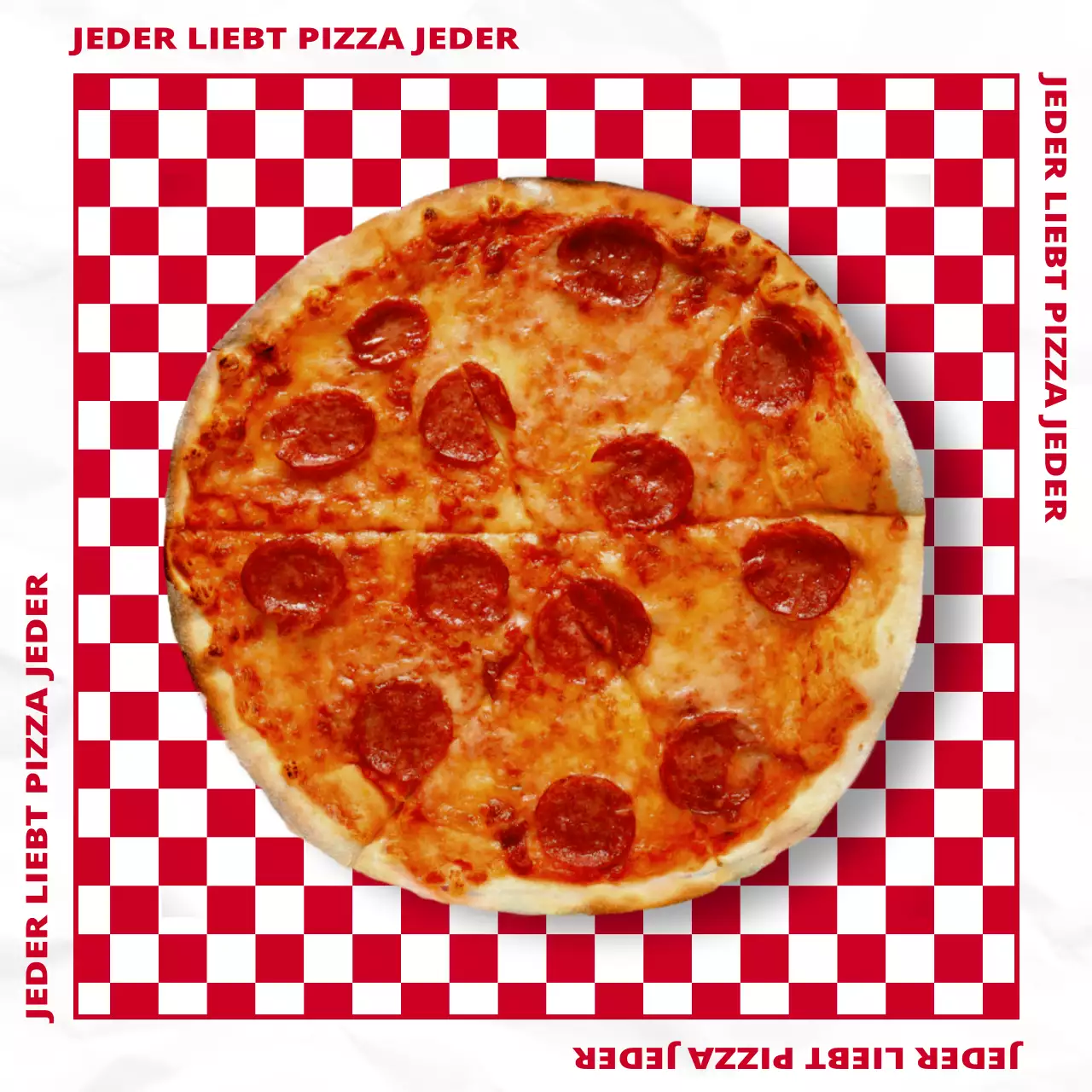 Rotes Schachbrett hip Konzept Pizza Marke Layout Bündel Pack