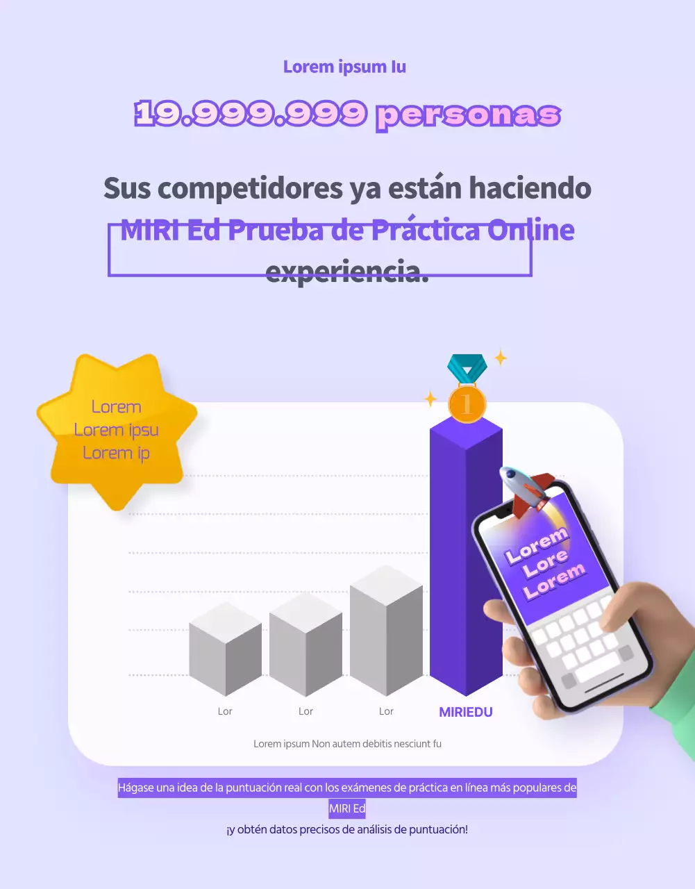 Comprar examen de práctica en línea con el concepto de espacio púrpura