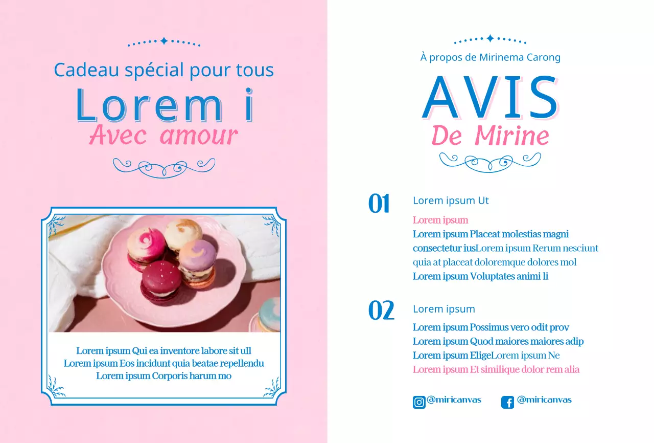 Surligner les titres en rose et bleu Macaron cafe instructions