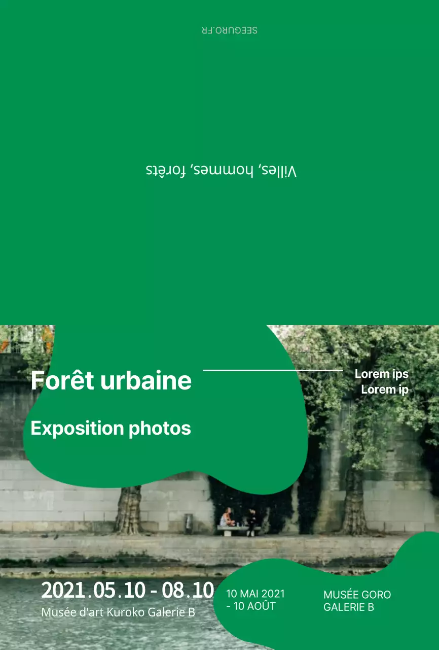 Carte postale pour la promotion d'une exposition de photographies vertes