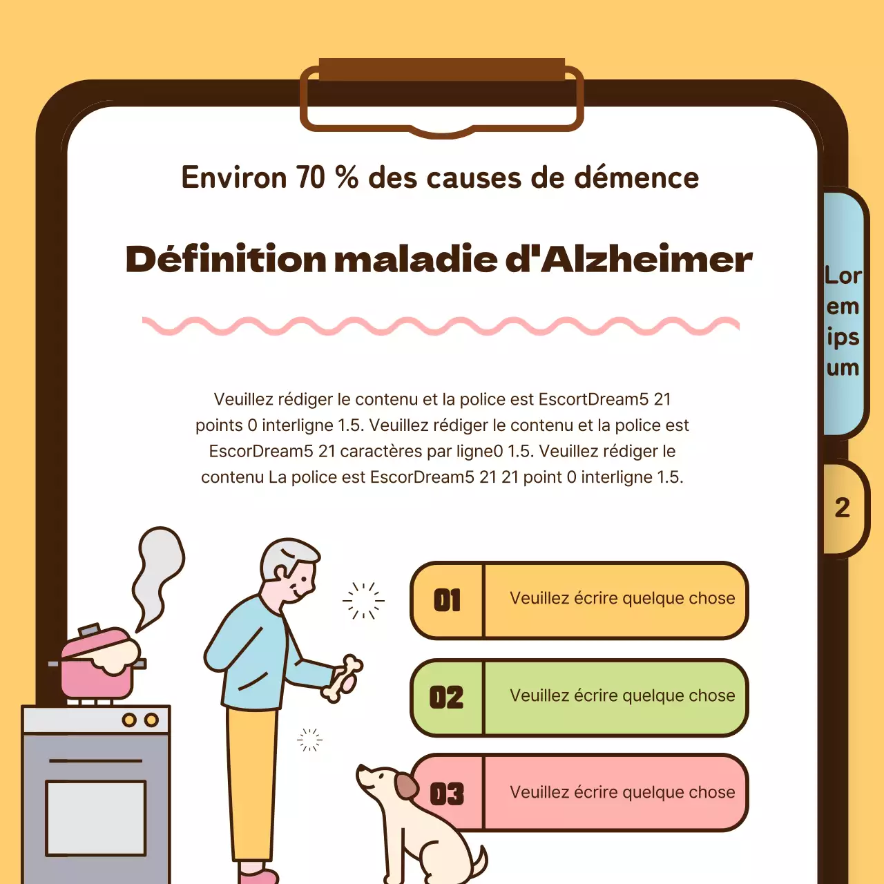 Informations sur la santé des personnes âgées atteintes de la maladie d'Alzheimer en jaune chartreuse bleu clair