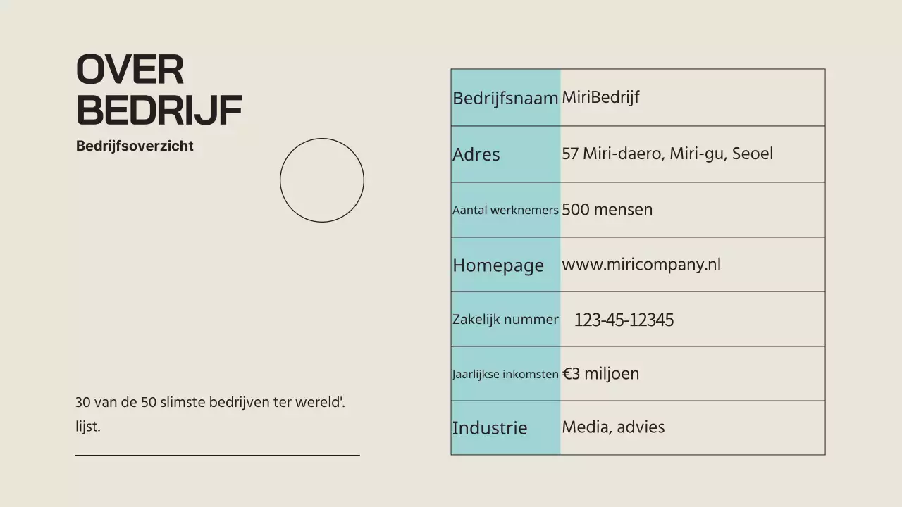 Een eenvoudig bedrijfsprofiel in beige