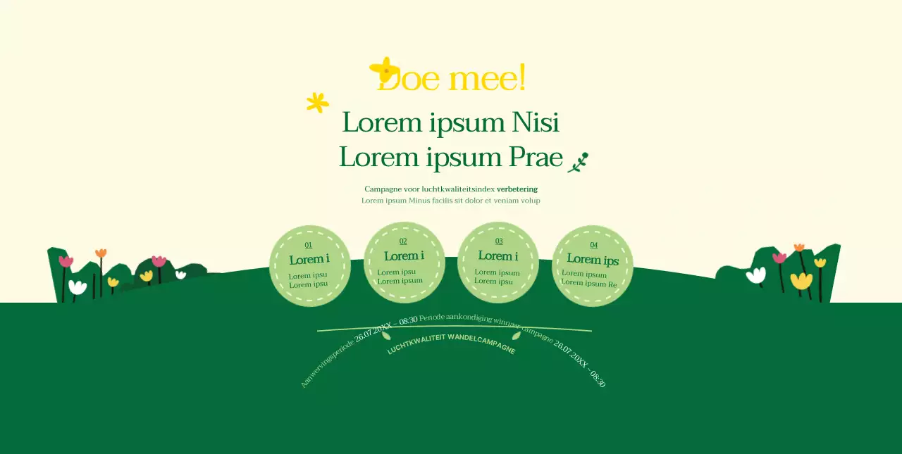 Over de groen-gele campagne Loop naar je werk in een schone stijl