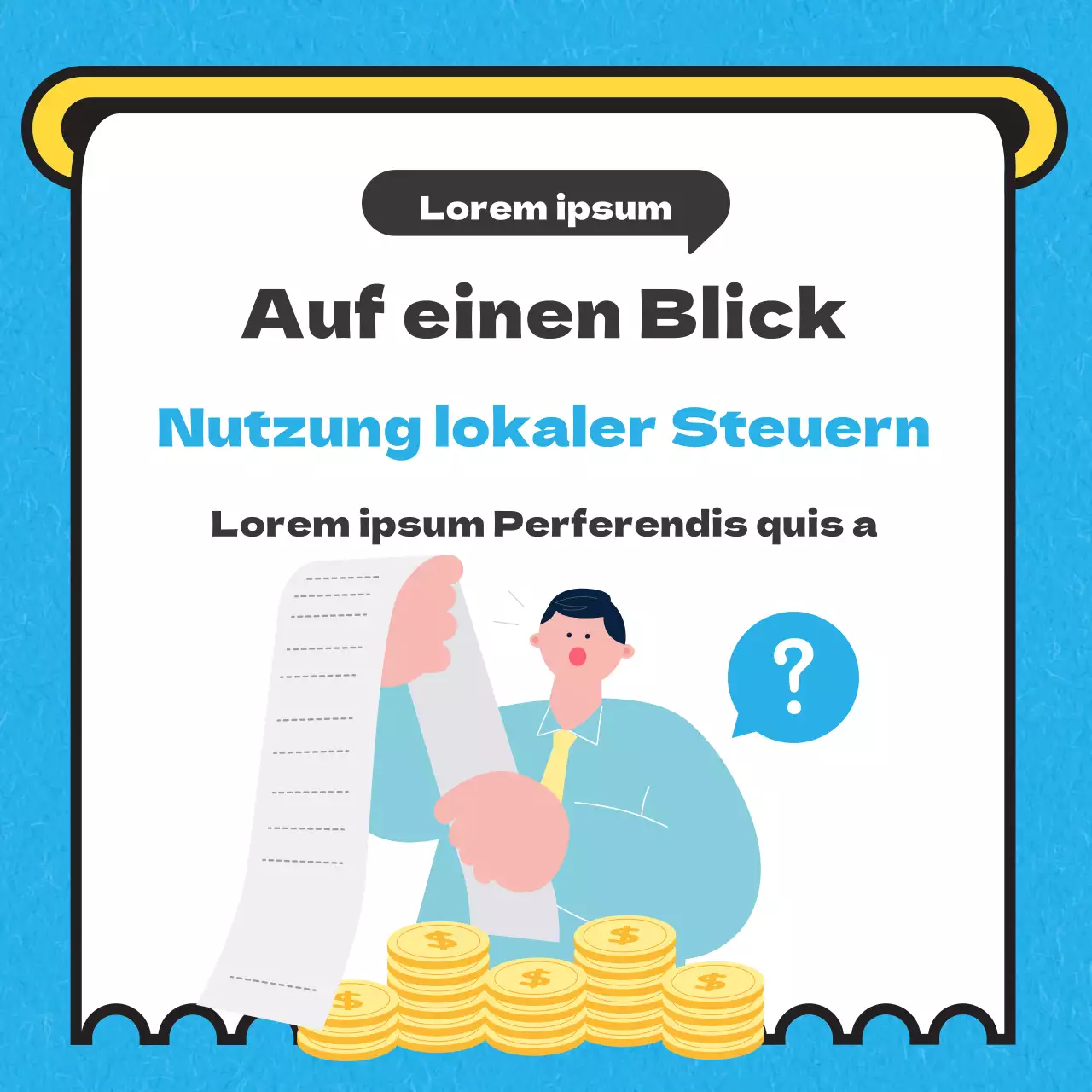 Himmelblaue Illustration der lokalen SteuerkarteNews