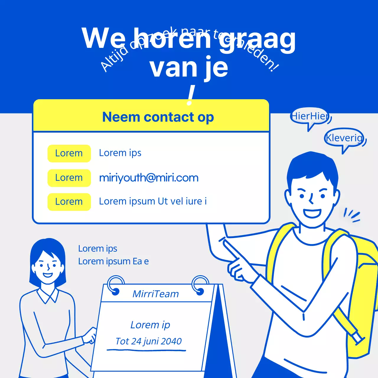 Blue and Lemon Illustratie Wedstrijd Teamwerving KaartNieuws
