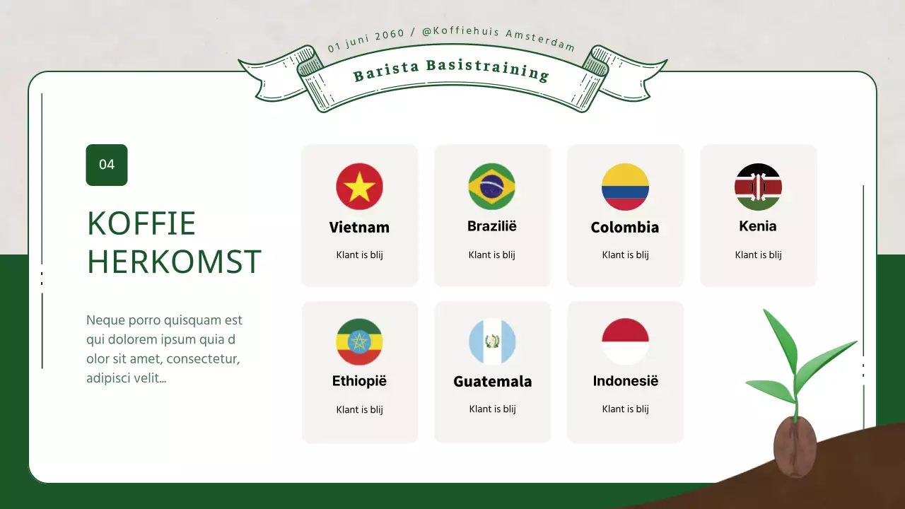 Barista-training met groene 3D-illustraties