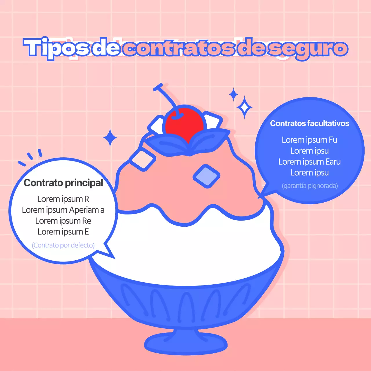 Lo esencial del seguro en una simpática y fiable ilustración en amarillo y rosa