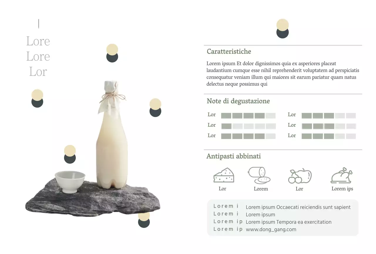 Cartolina descrittiva del prodotto vino di riso blu chiaro sfumato