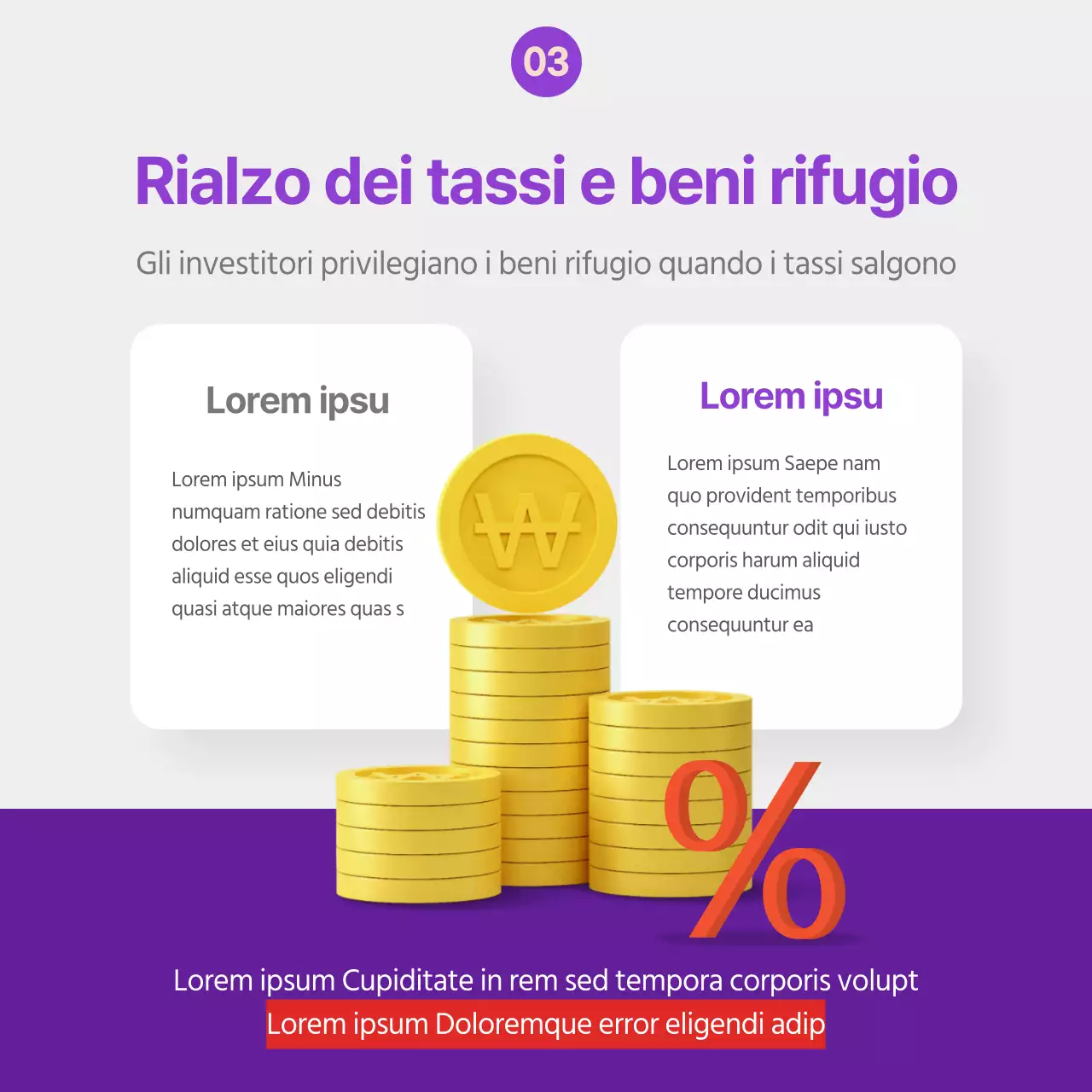 Informazioni sull'aumento dei tassi in viola e rosso