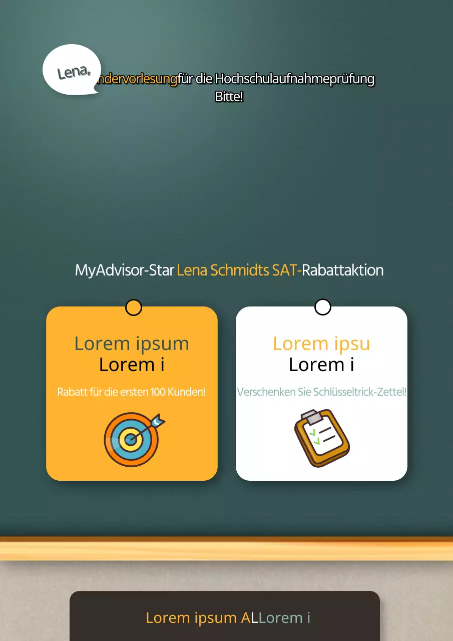 Werbung für eine Schulveranstaltung zur Aufnahme in ein College mit einem grün-gelben Tafelkonzept