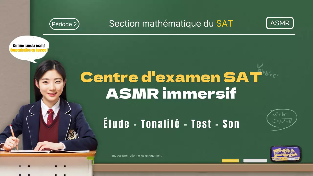 Miniature ASMR YouTube du centre d'examen SAT en vert.