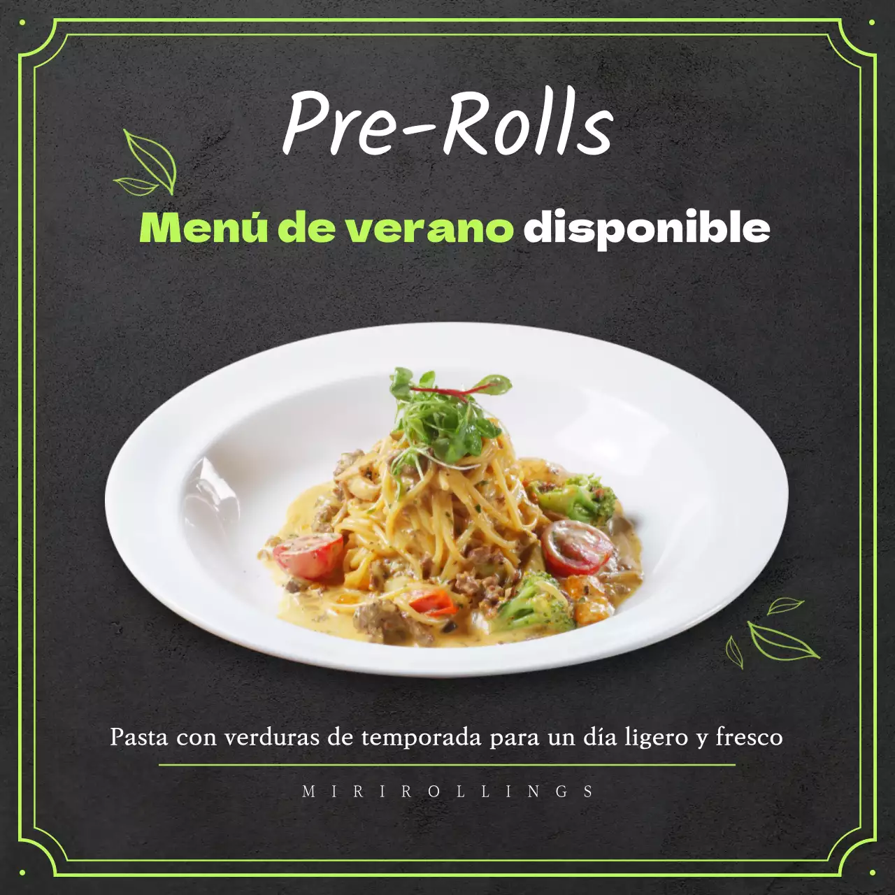 Detalles en verde lima para promocionar los menús de verano